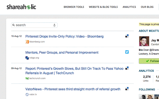 Shareaholic for Google Chrome™ screenshot