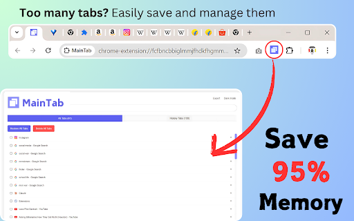 MainTab - Save Memory & Manage Tabs screenshot