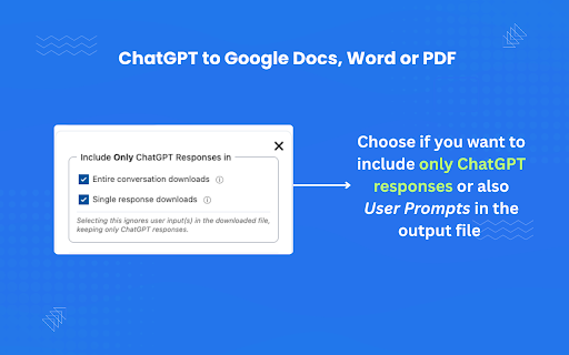 ChatGPT to Google Docs, Word or PDF screenshot