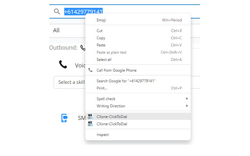 CXone Agent Click-to-Dial screenshot