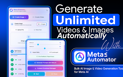 Meta Automator – Auto Meta Bulk AI Image & Video Generator screenshot