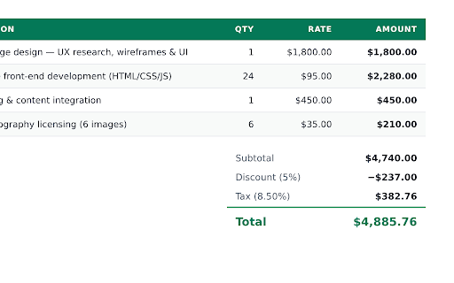 Invoice Generator - PDF Invoice Maker for Freelancers screenshot