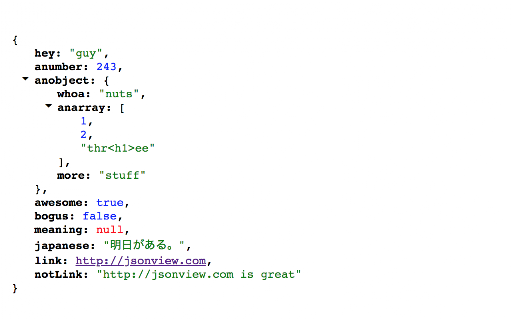 JSONView screenshot