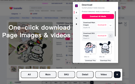 Lazada Image & Video Downloader - Free Download Main, SKU, Detail, Video screenshot