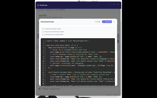 FlowScribe - Playwright & Selenium Recorder screenshot