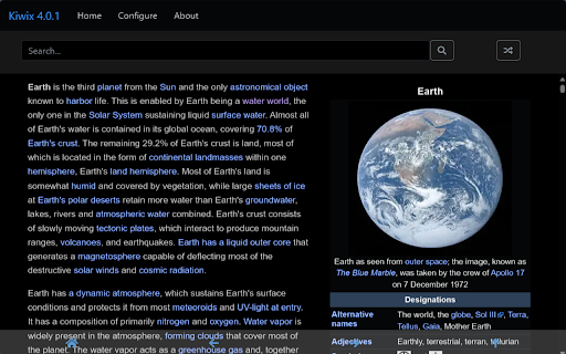 Kiwix JS Browser Extension screenshot