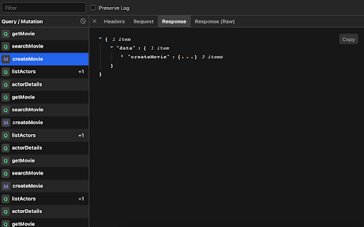 GraphQL Network Inspector screenshot