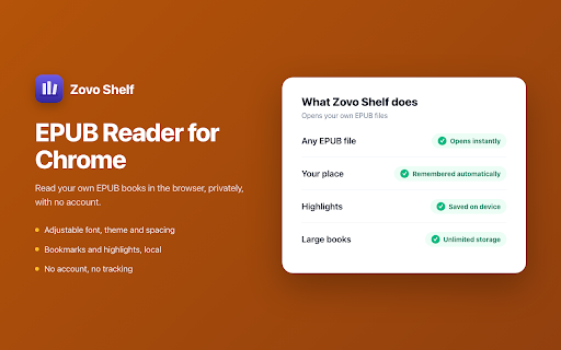 Zovo Shelf - EPUB Reader for Chrome screenshot