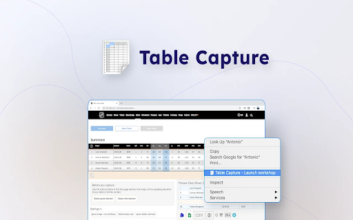Table Capture screenshot
