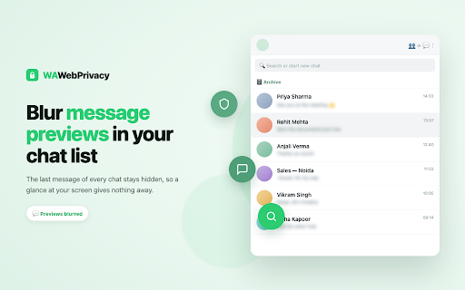 WA Web Privacy - Blur Names, Photos & Chats screenshot