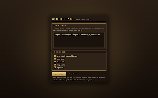 Ourchives screenshot