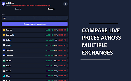 ArbiGap: Best Crypto Arbitrage Opportunities & Crypto Spread Broker Scanner screenshot