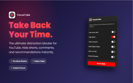 FocusTube: YouTube Focus & Distraction Blocker screenshot