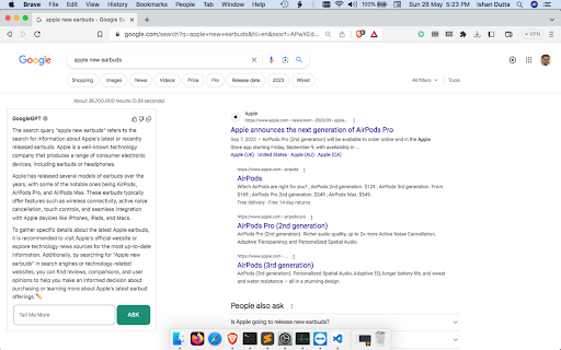ChatGPT for Google for free screenshot