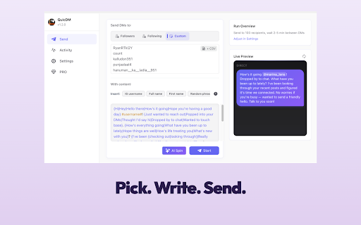QuicDM: AI Spin & Smart Outreach screenshot