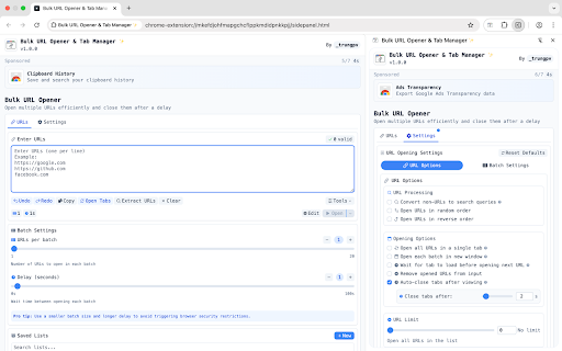 Bulk URL Opener - Tab Manager screenshot