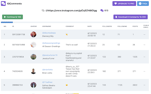 Comment Exporter - Export Ins Comments screenshot