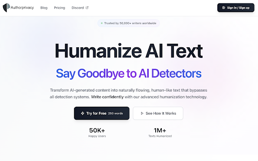 Text Humanizer Authorprivacy screenshot