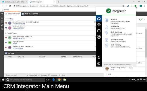 CRM Integrator for Hosted Telephony screenshot