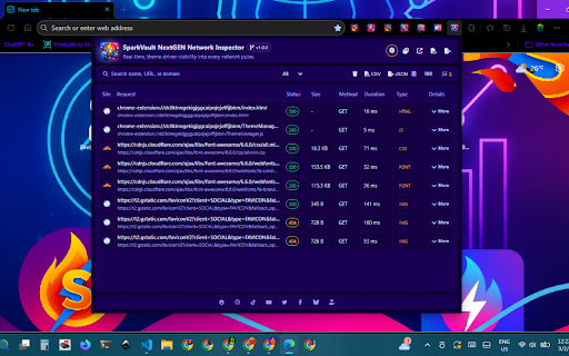 SparkVault NextGEN Network Inspector screenshot