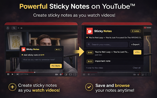 YouTube Sticky Notes screenshot