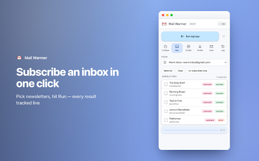 Mail Warmer screenshot