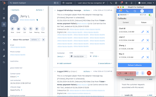 RingCentral RingCX for HubSpot screenshot