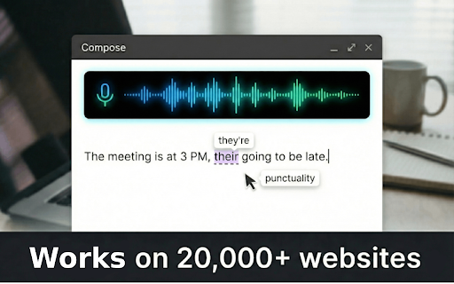 Voice Dictation for Gmail – AI Speech to Text on all Sites → WriteByVoice screenshot