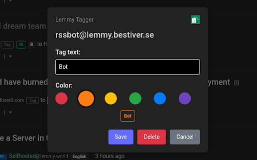 Lemmy Tagger screenshot