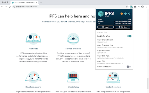 IPFS Companion screenshot