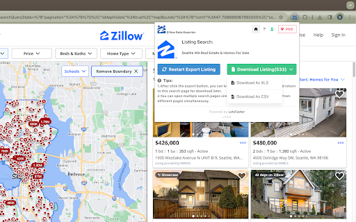Zillow Data Exporter screenshot