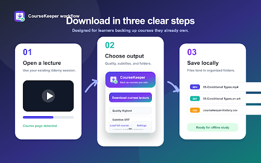 CourseKeeper: Video Downloader for Udemy screenshot
