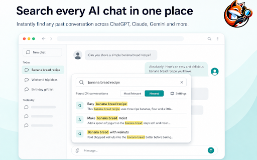 AI Chat Conversation History Search screenshot