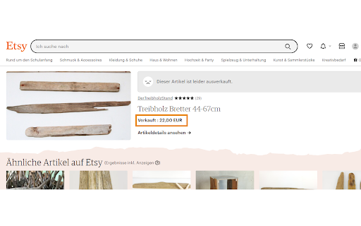 Etsy - Sold out screenshot