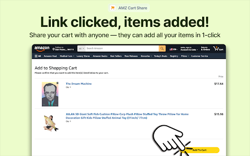 AMZ Cart Share: Share your Amazon cart in 1 click screenshot