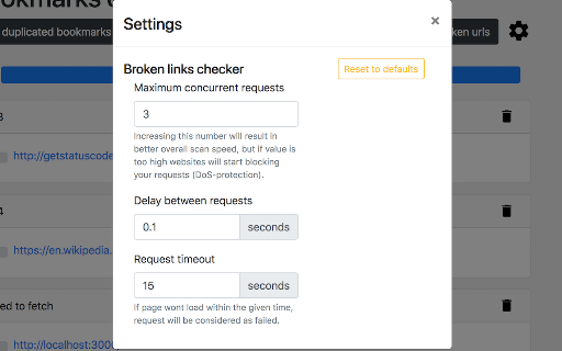 Bookmarks clean up screenshot