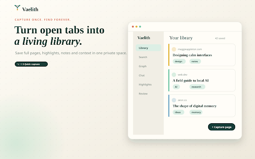 Vaelith — Private AI Bookmark Manager & Knowledge Base screenshot