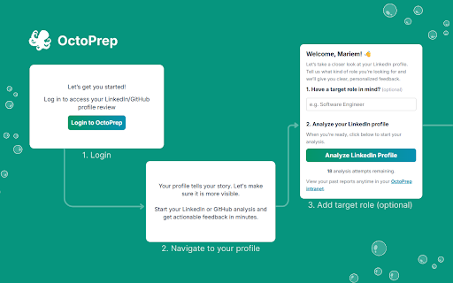 OctoPrep - Profile Review and Job Tracker screenshot