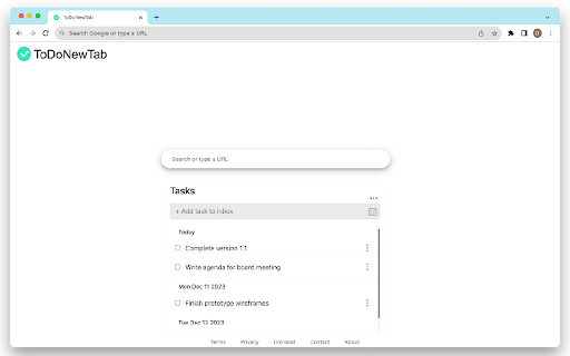 ToDoNewTab screenshot