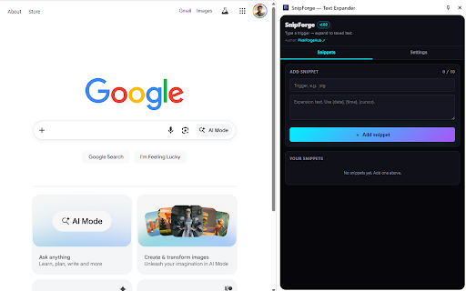 SnipForge — Text Expander screenshot