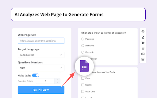 AI Google Form Builder screenshot