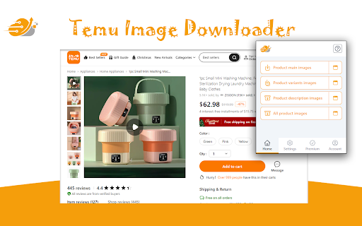 Temu image downloader screenshot