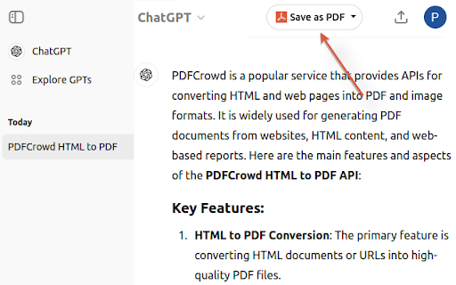 ChatGPT to PDF by PDFCrowd screenshot