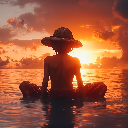 Luffy meditation in beach icon