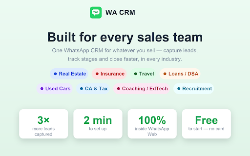 WA CRM — Lead Manager & CRM for WhatsApp Web screenshot