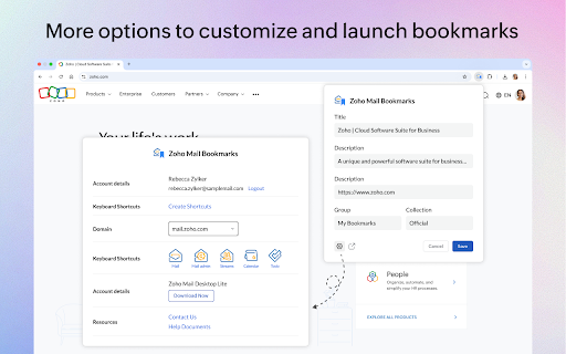 Zoho Mail Bookmarks screenshot
