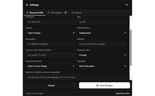 Shopno Browser Agent screenshot