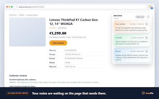NotePin – Private Notes for Web Pages screenshot