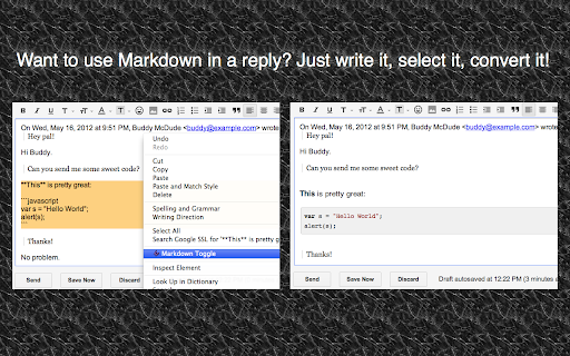 Markdown Here screenshot