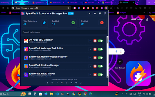 SparkVault Extension Manager screenshot